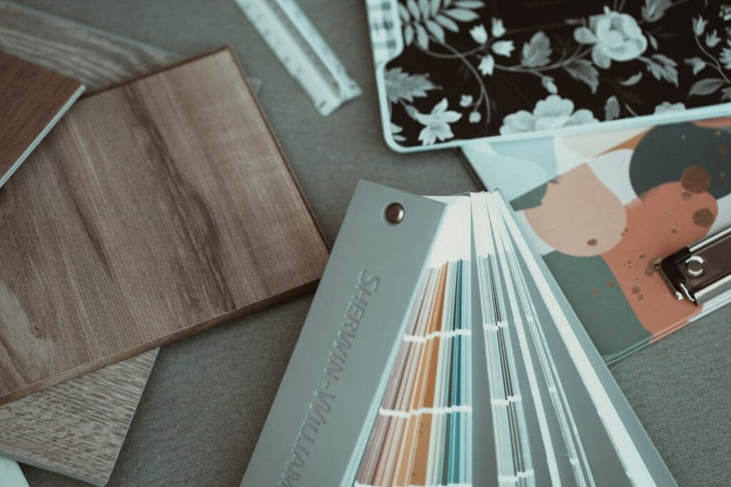 Kleur- en materiaalstalen voor een interieur